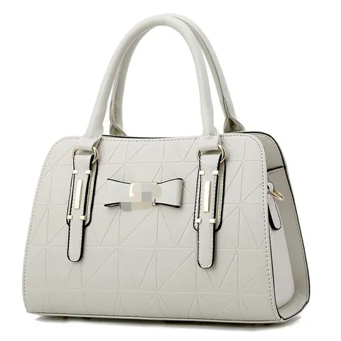 Women Fashion PU Leather Top Handle Bag Geometric Triangle Pattern Bowknot Boston Satchel Bag Crossbody Shoulder Bag