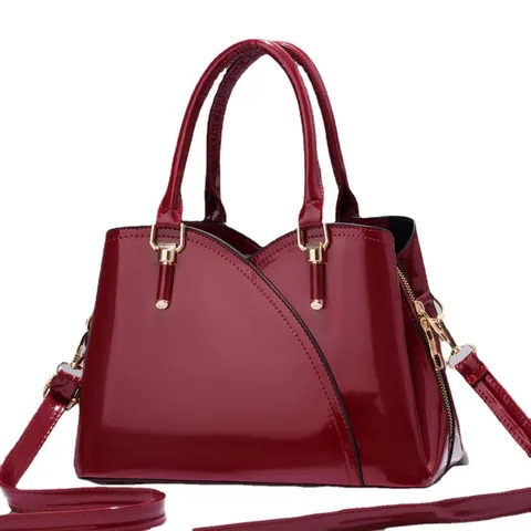 Borsa a Mano da Donna in Vernice PU Lucida Elegante Borsa a Mano Con Tracolla Regolabile per Moda Donna Quotidiana