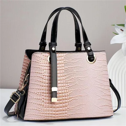 Damen Retro Krokodilmuster PU Leder Handtasche Große Kapazität Mode Tote Tasche Mit Abnehmbarem Schultergurt Alltagstasche