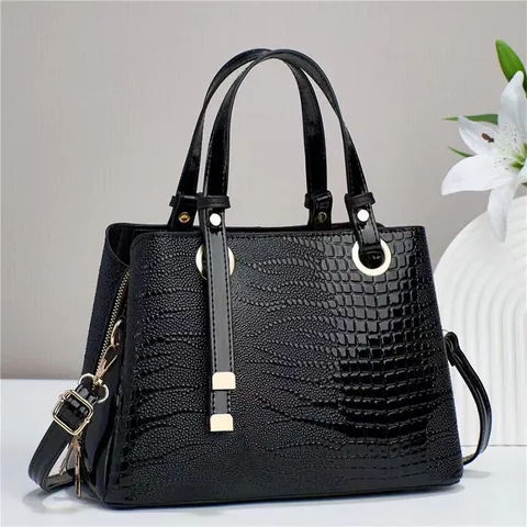 Damen Retro Krokodilmuster PU Leder Handtasche Große Kapazität Mode Tote Tasche Mit Abnehmbarem Schultergurt Alltagstasche