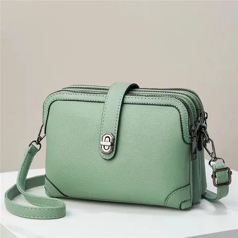 Borsa a Tracolla da Donna Elegante in Pelle PU con Trama Litchi Scomparti Multipli con Cerniera Borsa a Spalla con Tracolla Regolabile Moda Quotidiana