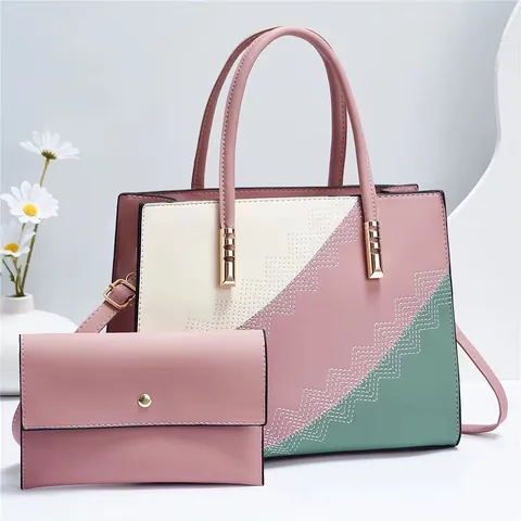 Γυναικεία Τσάντα Χειρός Και Clutch Με Χρωματική Αντίθεση Δέρμα PU Μεγάλη Χωρητικότητα Τσάντα Tote Με Λουράκι Ώμου Μόδα Τσάντα