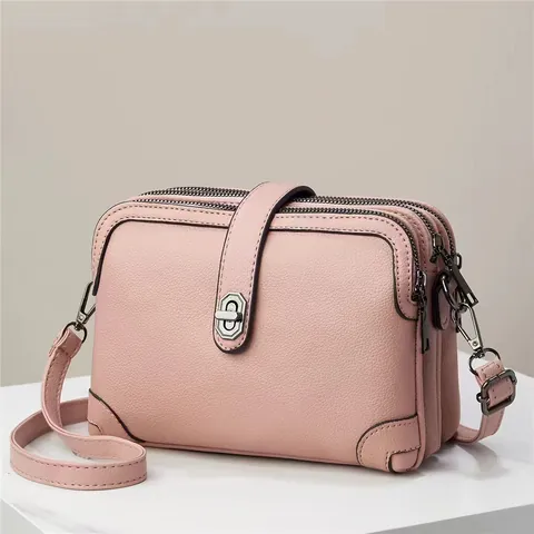 Borsa a Tracolla da Donna Elegante in Pelle PU con Trama Litchi Scomparti Multipli con Cerniera Borsa a Spalla con Tracolla Regolabile Moda Quotidiana