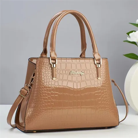 Dames Mode Krokodillenpatroon PU Leer Handtas Grote Capaciteit Glanzend Lak Schouder Crossbody Tas Met Top Handvat