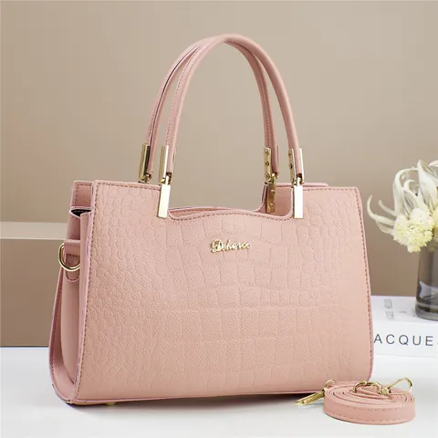 Women's Crocodile Embossed Handbag Trendy PU Leather Tote Bag With Double Top Handle And Adjustable Shoulder Strap Large Purse