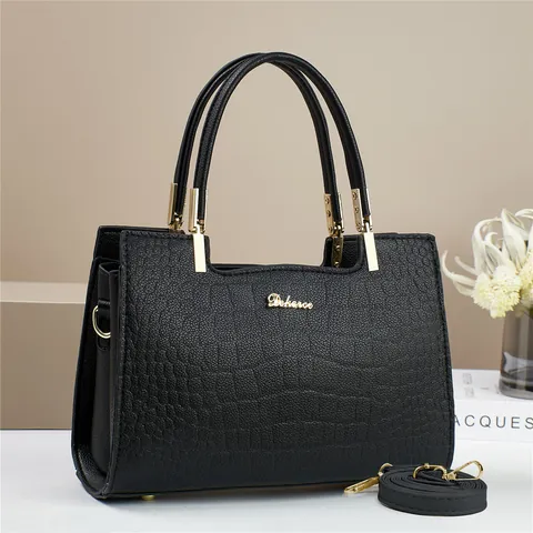 Women's Crocodile Embossed Handbag Trendy PU Leather Tote Bag With Double Top Handle And Adjustable Shoulder Strap Large Purse