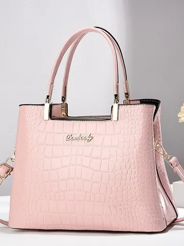 Bolso Tote Vintage de Cuero PU con Patrón de Cocodrilo para Mujer Gran Capacidad Bolso de Mano con Correa de Hombro