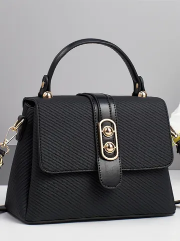 Women Fashion PU Leather Woven Texture Shoulder Bag Retro Square Handbag Crossbody Bag Daily Commute Large Capacity