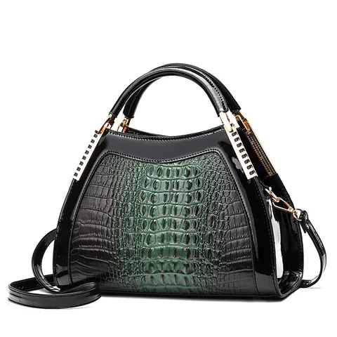 Large Capacity Crocodile Pattern PU Leather Handbag For Women Vintage Tote Bag With Gold Hardware Shoulder Crossbody Bag