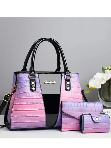 Damen Krokodilleder-Muster Gradient PU Leder Tote Bag Mit Brieftasche Und Kartenhalter Urban Mode Handtaschen Kombination