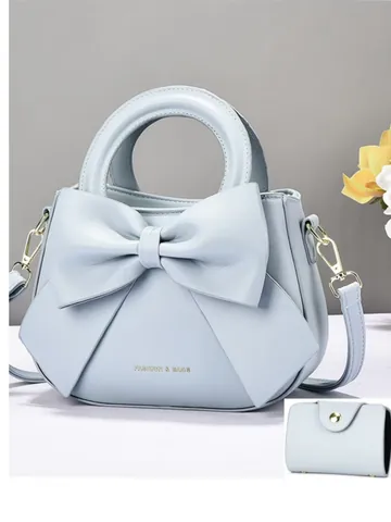 Elegante Borsa a Mano con Fiocco Donna in Pelle PU Grande Capacità Borsa a Tracolla con Portafoglio Moda Borsa Messenger Trapuntata per Ufficio Quotidiano