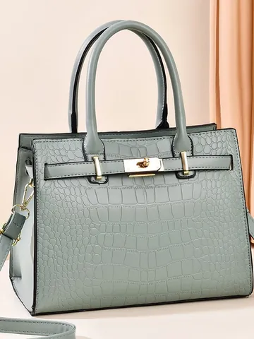 Damen Große Kapazität PU Leder Handtasche Mit Krokodil Litschi Textur Vintage Tote Bag Für Tägliche Büro Dame Schulter Crossbody Tasche