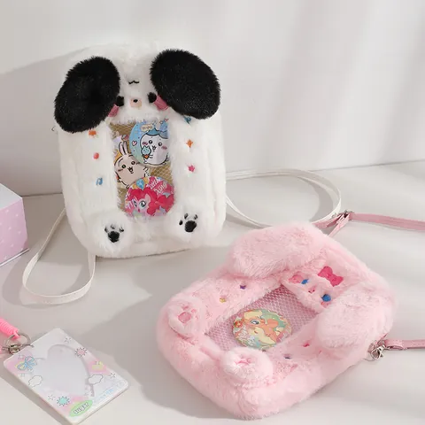 Carina Borsa a Tracolla Itabag in Peluche a Forma di Animale per Donna Ragazze Con Finestra Trasparente Porta Foto Card