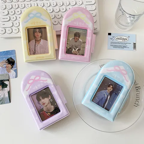 Stile Coreano Color Caramella Supporto Per Fototessere In PVC Mini Album Fotografico Fiocco Design A Fiocco Di Neve Raccoglitore
