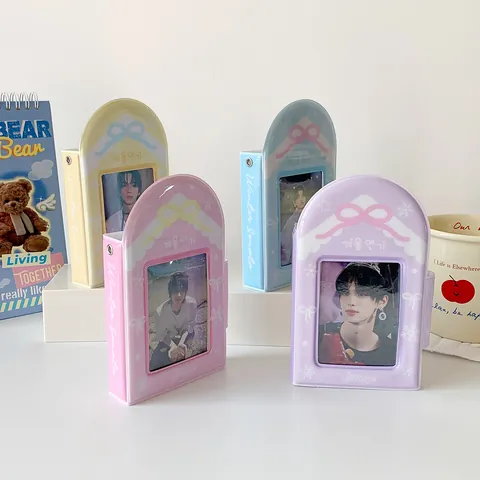 Stile Coreano Color Caramella Supporto Per Fototessere In PVC Mini Album Fotografico Fiocco Design A Fiocco Di Neve Raccoglitore