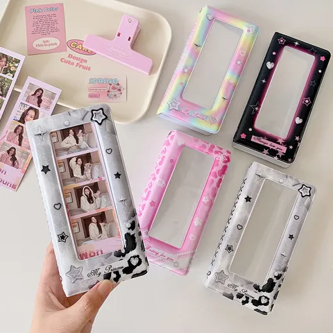 INS Stijl Fotokaarten Verzamelboek PVC Holografisch Hart Ster Patroon Fotoalbum Kpop Idol Fans Kaart Opslag Organizer