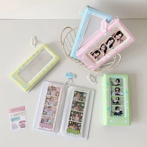 Mini PVC Photo Album K-pop Photocard Binder With Angel Wing Charm Korean INS Style Card Collector For Small Photos