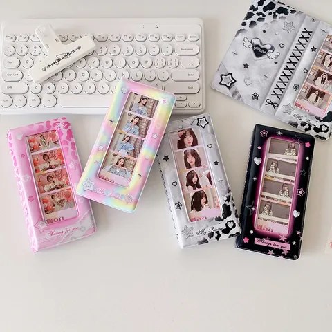 INS Stijl Fotokaarten Verzamelboek PVC Holografisch Hart Ster Patroon Fotoalbum Kpop Idol Fans Kaart Opslag Organizer