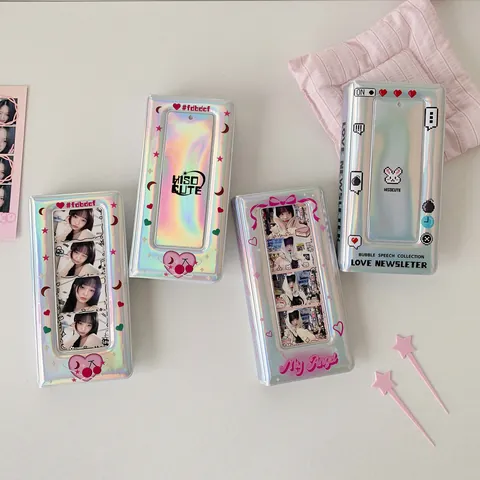 Holografisches Silber PVC Fotokarten Binder Fotoalbum Für Idol Karten Sammeln Ins Stil Y2K Herz Stern Hase Muster Kartenhalter