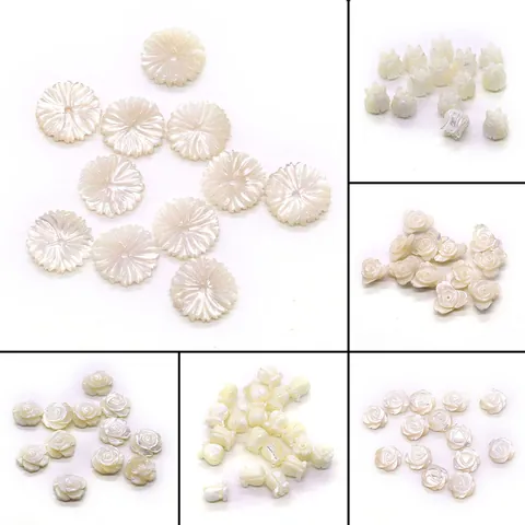 Natural Seawater Shell Carved Flower Loose Beads Rose Tulip Mother Of Pearl Beads For DIY Jewelry Making Earrings Necklace
