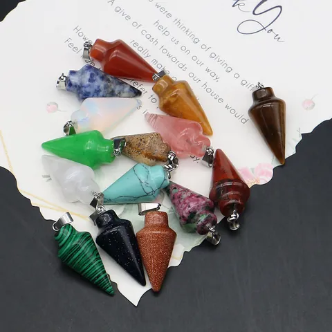 Colgante de Punta de Flecha de Piedra Natural Cristal Aleación Prisma Hexagonal Amuleto de Curación Para Fabricación de Joyas DIY Mujer