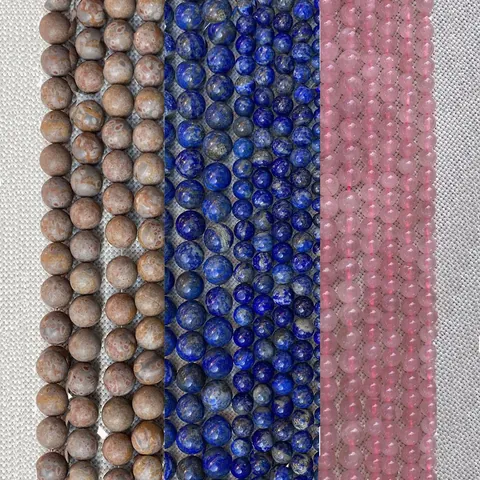 Natural Stone Round Loose Beads For DIY Jewelry Making Bracelet Necklace Lapis Lazuli Tiger Eye Rose Quartz Spacer Beads