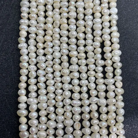 Perles d'Eau Douce Naturelles Rondes Irrégulières Blanches Fil de Perles Vrac pour Fabrication de Bijoux DIY Colliers Bracelets