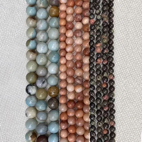 Natural Stone Round Loose Beads Tiger Eye Amazonite Topaz For DIY Bracelet Necklace Jewelry Making Fashion Beads