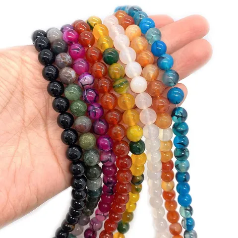 Perle Sciolte Tonde in Pietra Naturale di Agata Indiana Perle di Pietra Preziosa Lucida Per Fai Da Te Creazione Gioielli