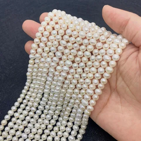 Natural Freshwater Pearl Loose Beads Round White Pearl Strands For DIY Jewelry Making Wedding Bracelet Necklace Accessories