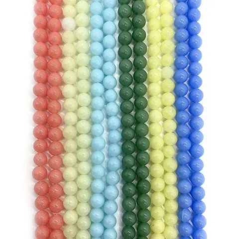Pietra Naturale Perle Luminose Tonde Calcedonio Sfuse per Creazione Gioielli Fai Da Te Bracciali Collane Accessori