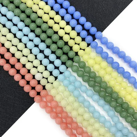 Pietra Naturale Perle Luminose Tonde Calcedonio Sfuse per Creazione Gioielli Fai Da Te Bracciali Collane Accessori