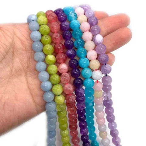 Runde Naturstein Amethyst Larimar Peridot Lose Perlen Polierte Edelstein Zwischenperlen Für DIY Schmuckherstellung Halskette Armband Zubehör