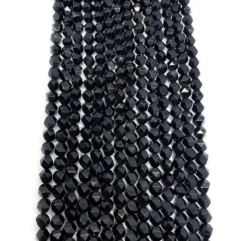 Pietra Naturale Sfaccettata Agata Nera Tonde Perline Sciolte Per Fai Da Te Creazione Gioielli Collane Braccialetti Artigianato Accessori