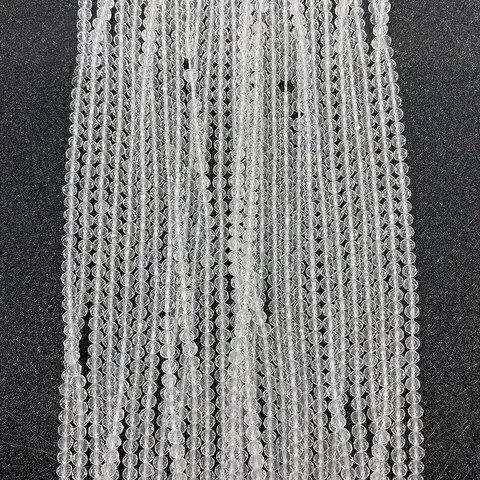 Natural Stone Faceted Clear Crystal Beads For DIY Jewelry Making Small Round Loose Spacer Beads Handmade Accessory Jewelry Gifts