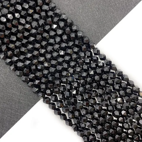 Pietra Naturale Sfaccettata Agata Nera Tonde Perline Sciolte Per Fai Da Te Creazione Gioielli Collane Braccialetti Artigianato Accessori