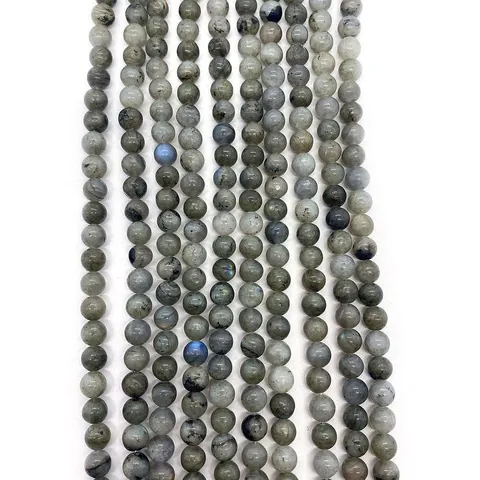 Natural Labradorite Loose Round Beads Grey Blue Flash Stone Strand For Jewelry Making DIY Bracelet Necklace Accessories Fashion Gift
