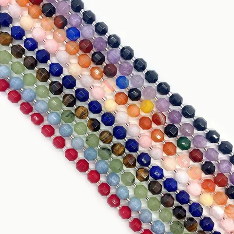 Facettierte Naturstein Lose Perlen Runde Amethyst Rosenquarz Aquamarin Achat Tigerauge Für DIY Halskette Schmuckherstellung