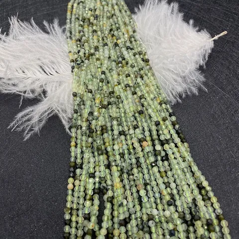 Natural Green Prehnite Faceted Round Loose Beads For DIY Bracelet Necklace Jewelry Making Handmade Crafts Accessories