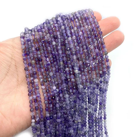 Natürliche Amethyst Facettierte Runde Kugel Steinperlen Mit Geradem Loch Lose Edelsteine Für DIY Halskette Armband Schmuckherstellung