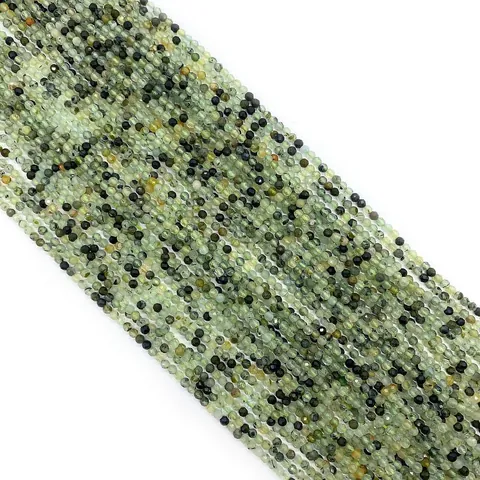 Natural Prehnite Faceted Round Loose Beads Light Green Natural Stone For Jewelry Making Handmade Necklace Bracelet Accessory