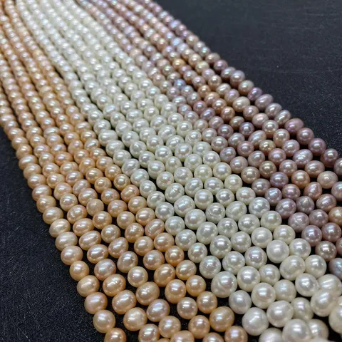 Natural Freshwater Pearl Loose Beads Potato Shape Round Perforated Strand For DIY Jewelry Making Necklace Bracelets Women Gift