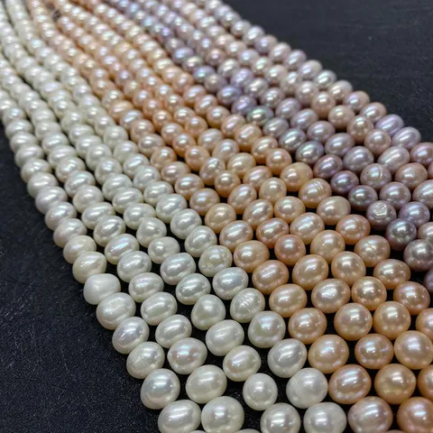 Natural Freshwater Pearl Beads Near Round Loose Pearls For DIY Necklace Bracelet Jewelry Making Elegant White Pink Purple Beads