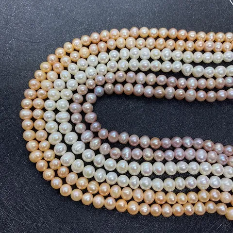 Natural Freshwater Pearl Loose Beads Potato Shape Round Perforated Strand For DIY Jewelry Making Necklace Bracelets Women Gift