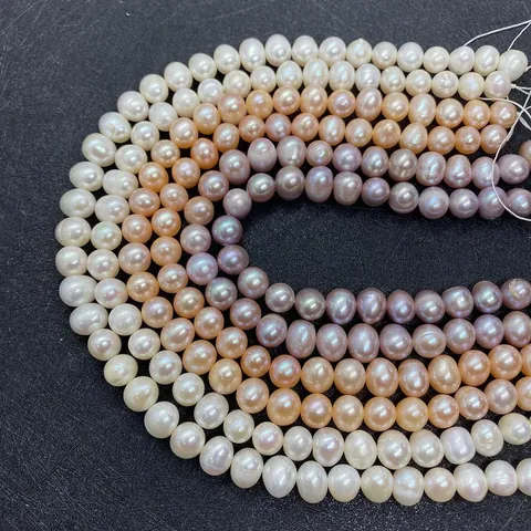 Natural Freshwater Pearl Beads Near Round Loose Pearls For DIY Necklace Bracelet Jewelry Making Elegant White Pink Purple Beads