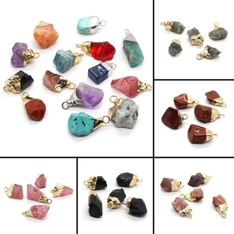 Natural Irregular Stone Pendants With Gold Silver Plated Metal Bail For DIY Necklace Jewelry Making Accessories For Women Men