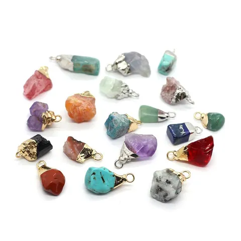 Natural Irregular Stone Pendants With Gold Silver Plated Metal Bail For DIY Necklace Jewelry Making Accessories For Women Men
