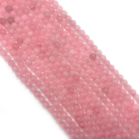 Natural Rose Quartz Loose Beads Round Smooth Polished Pink Crystal Beads For DIY Necklace Bracelet Jewelry Making Accessories