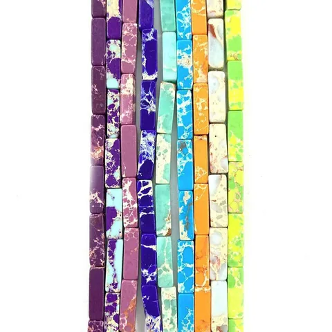 Natural Stone Rectangular Tube Beads 4x13 Imperial Jasper Loose Beads For DIY Necklace Bracelet Jewelry Making Accessories