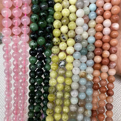 Natural Stone Round Loose Beads Polished Semi Precious Stone For Jewelry Making DIY Bracelet Necklace Handcrafted Accessories